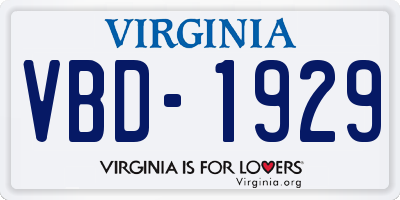 VA license plate VBD1929