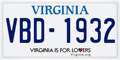 VA license plate VBD1932