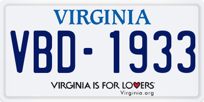 VA license plate VBD1933