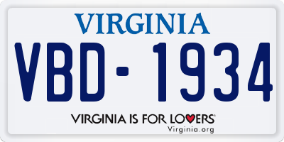 VA license plate VBD1934