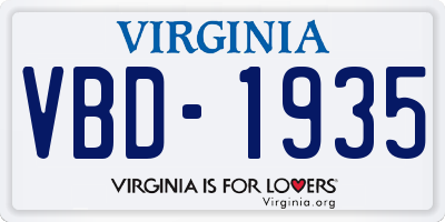 VA license plate VBD1935