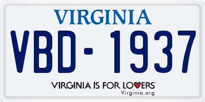 VA license plate VBD1937