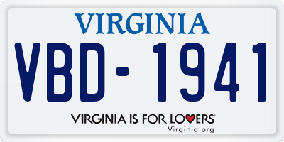 VA license plate VBD1941