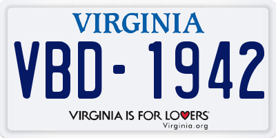 VA license plate VBD1942