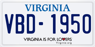 VA license plate VBD1950