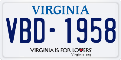 VA license plate VBD1958
