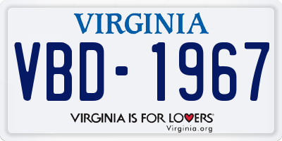 VA license plate VBD1967