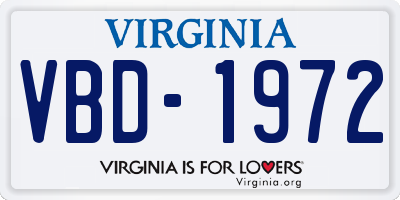 VA license plate VBD1972