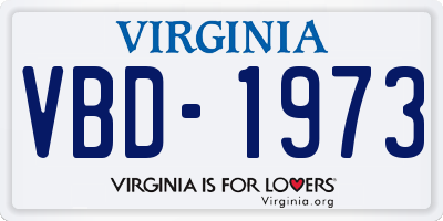 VA license plate VBD1973