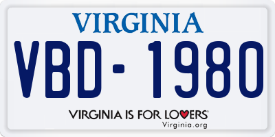 VA license plate VBD1980