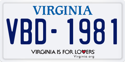 VA license plate VBD1981