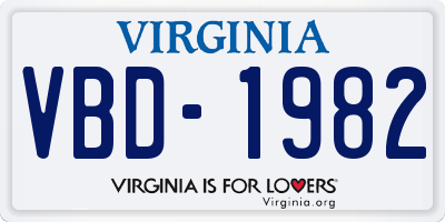 VA license plate VBD1982