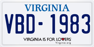 VA license plate VBD1983