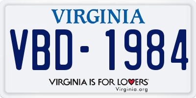 VA license plate VBD1984