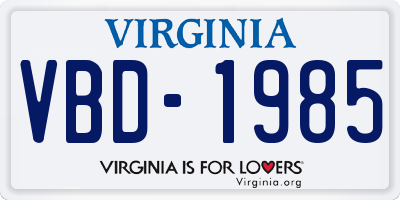 VA license plate VBD1985