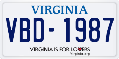 VA license plate VBD1987