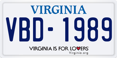 VA license plate VBD1989