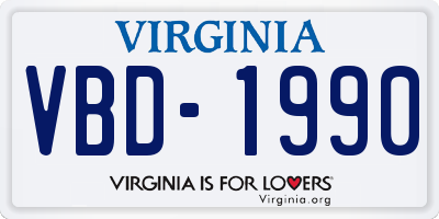 VA license plate VBD1990