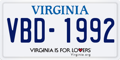 VA license plate VBD1992
