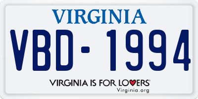 VA license plate VBD1994