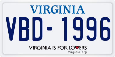 VA license plate VBD1996