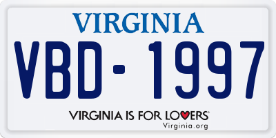 VA license plate VBD1997