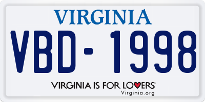 VA license plate VBD1998