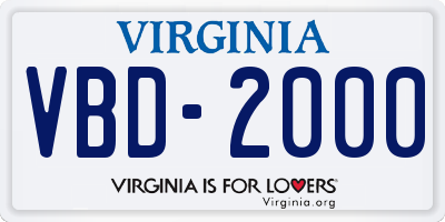 VA license plate VBD2000