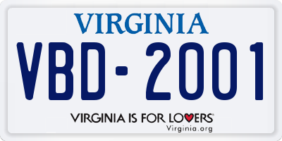 VA license plate VBD2001
