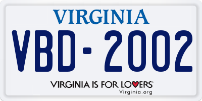 VA license plate VBD2002