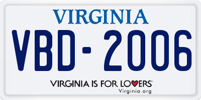 VA license plate VBD2006