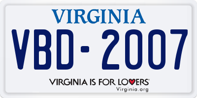VA license plate VBD2007