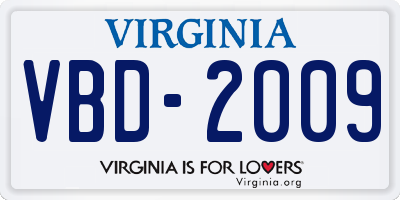 VA license plate VBD2009