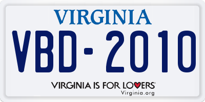 VA license plate VBD2010