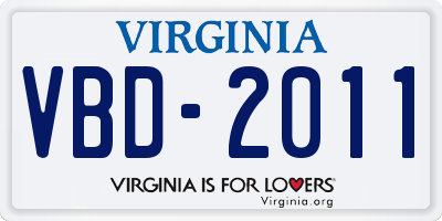 VA license plate VBD2011