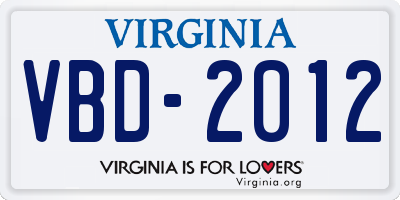 VA license plate VBD2012