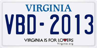VA license plate VBD2013