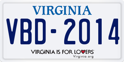 VA license plate VBD2014