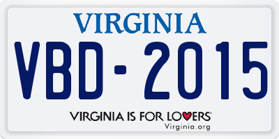 VA license plate VBD2015