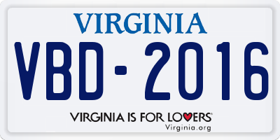 VA license plate VBD2016