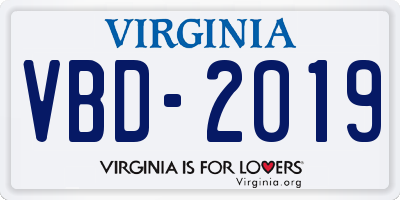 VA license plate VBD2019