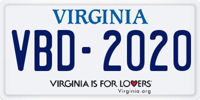 VA license plate VBD2020