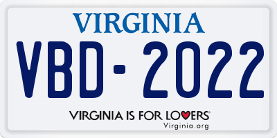 VA license plate VBD2022
