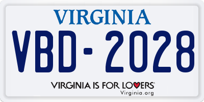 VA license plate VBD2028