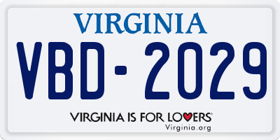 VA license plate VBD2029