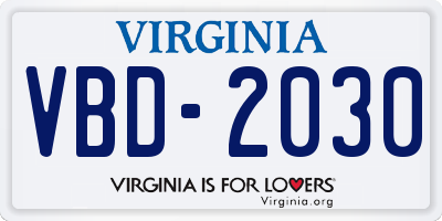 VA license plate VBD2030