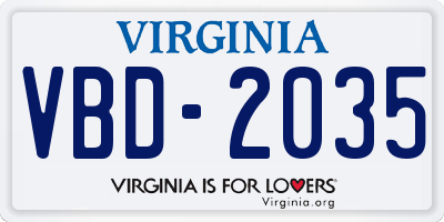 VA license plate VBD2035