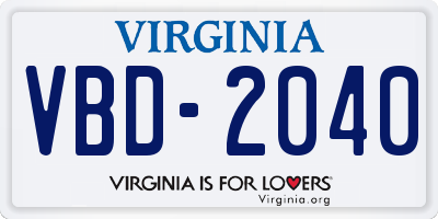 VA license plate VBD2040