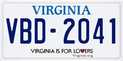 VA license plate VBD2041