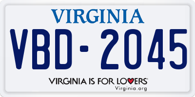 VA license plate VBD2045